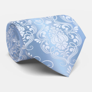 Poederblauw Barokke Bloemen – Elegante Verklaring Stropdas