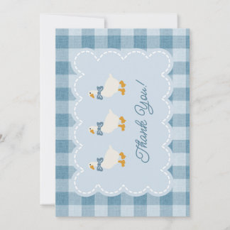 Poederblauw Gingham Gans Baby Shower Dankjewel Bedankkaart