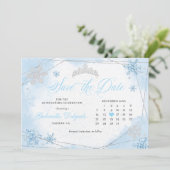 Poederblauw Winter Wonderland Bewaar de datum Kaart (Staand voorkant)