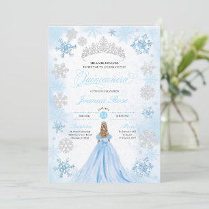 Poederblauw Winter Wonderland Quinceanera Kaart