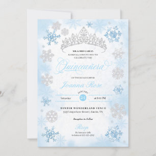 Poederblauw Winter Wonderland Quinceanera Kaart