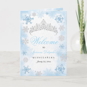 Poederblauw Winter Wonderland Quinceanera Programm