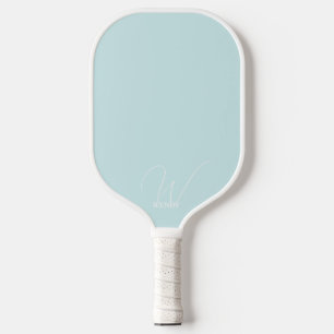 Poederblauwe monogram pickleball-paddle met naam pickleball paddle
