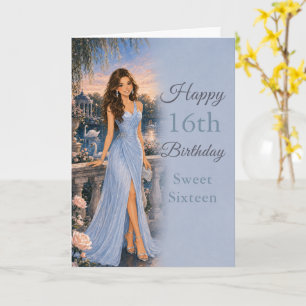 Poederblauwe Sweet Sixteen Verjaardagskaart Kaart
