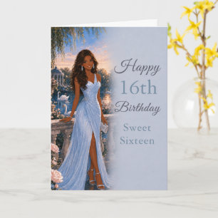 Poederblauwe Sweet Sixteen Verjaardagskaart Kaart