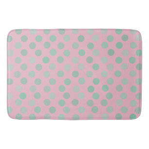 poederroze en lentegroene polka stippen badmat