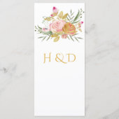 Poederroze gouden Waterverf Rozen Menu Kaarten (Achterkant)