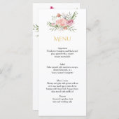 Poederroze gouden Waterverf Rozen Menu Kaarten (Voorkant / Achterkant)
