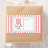 Poederroze strepen & krullend Lijst & Logo Etiket (Insitu)