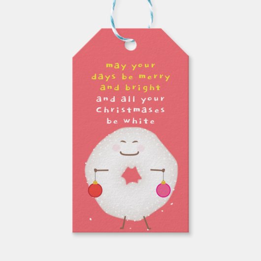 Poedersuiker donut kerst cadeaulabel (Voorkant)