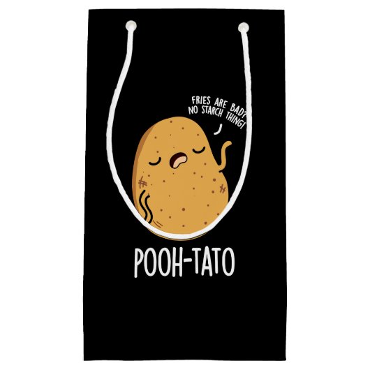 Poeh-tato Funny Potato Pun Dark BG Klein Cadeauzakje (Voorkant)