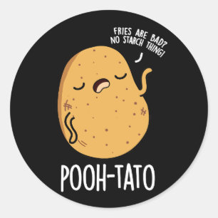 Poeh-tato Funny Potato Pun Dark BG Ronde Sticker