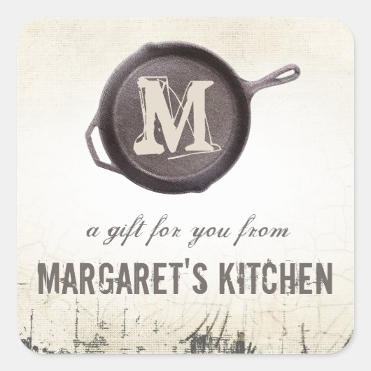 poêle à frire en fonte cuisine étiquette cadeau du (Devant)