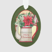 Poêle à thé à l'ancienne avec poinsettias Noël (devant)