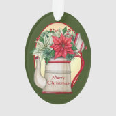 Poêle à thé à l'ancienne avec poinsettias Noël (dos)