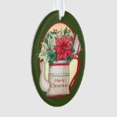 Poêle à thé à l'ancienne avec poinsettias Noël (devant)