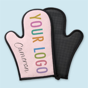 Poêle en silicone rose Mitt avec logo et nom de l'