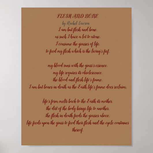 Poem Flesh en bot van mij Poster (Voorkant)
