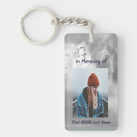 Poem Memorial Keepsake Angel Sky Clouds Sleutelhanger (Voorkant)