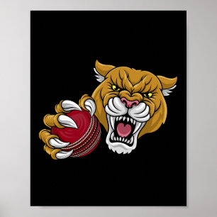 Poema Panther Mountain Lion Puma Cricket Cartoon Poster