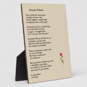 Poème "Bouquet de fleurs" sur une plaque de table (Côté)