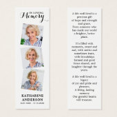 Poème commémoratif 3 Photo Signet de prière funéra (Devant & derrière)