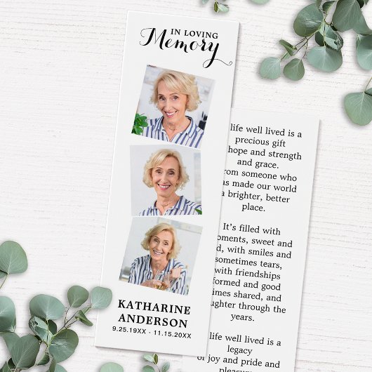 Poème commémoratif 3 Photo Signet de prière funéra