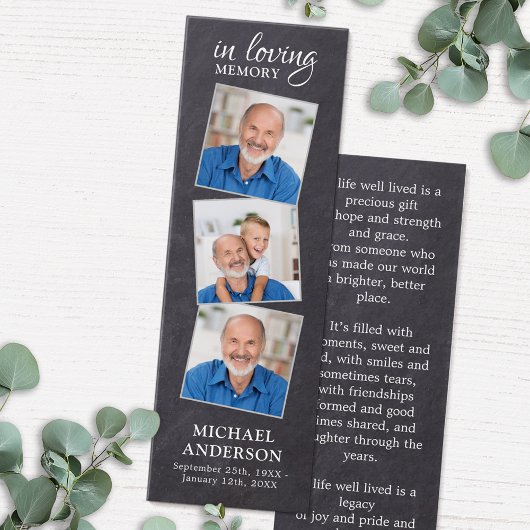 Poème commémoratif 3 Photo Signet de prière funéra