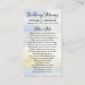 Poème commémoratif Carte de prière funéraire des c (Dos)