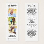 Poème commémoratif funéraire moderne 3 Signet phot (Devant & derrière)