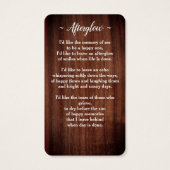 Poème commémoratif funéraire rustique Carte de pri (Dos)
