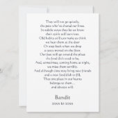 Poème commémoratif Pitbull Nom personnalisé Carte  (Dos)