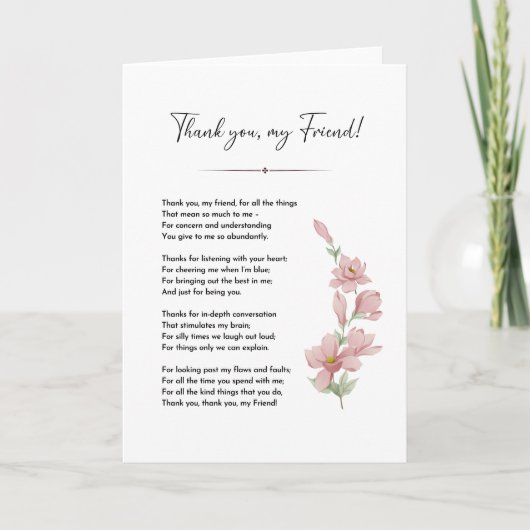 Poème d'ami, Véritable carte de devis de meilleur  (Devant)