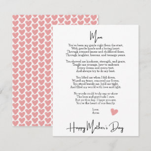 Poème de coeur Carte moderne de fête des mères