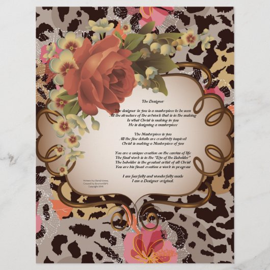 Poème de concepteur Papier fixe personnalisé (Dos)