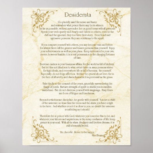 Poème de Desiderata par Max Ehrmann Poster (Devant)
