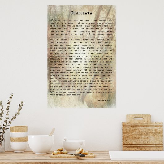 Poème de Desiderata par Max Ehrmann Poster (Cuisine)