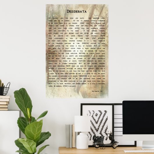 Poème de Desiderata par Max Ehrmann Poster (Bureau à domicile)