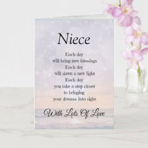 Poème de encouragement pour nièce conception Carte