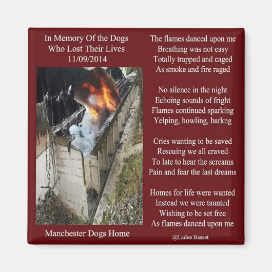 Poème de feu de chien Magnet Manchester (Devant)