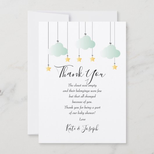 Poème de Merci de Baby shower Twinkle (Devant)
