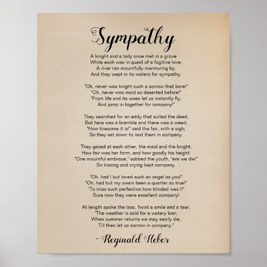 Poème de sympathie par Reginald Heber Poster vinta (Devant)