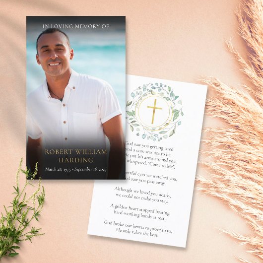 Poème funéraire Carte de prière photo