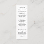 Poème funéraire Prière Photo Signet Carte (Dos)