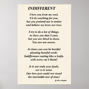 Poème INDIFFÉRENT, Affiche en papier (mat)