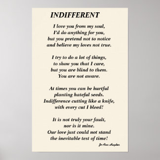 Poème INDIFFÉRENT, Affiche en papier (mat)