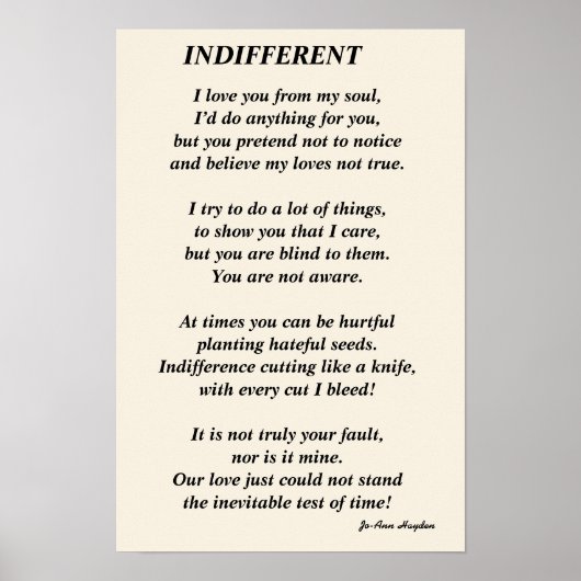 Poème INDIFFÉRENT, Affiche en papier (mat) (Devant)