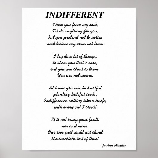 Poème INDIFFÉRENTPrint, Value Poster Paper (Matte) (Devant)