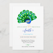 Poème mignon pour les filles Peacock Invitation de (Devant / Derrière)