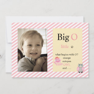 Poème rose rayé Baby Girl Faire-part o